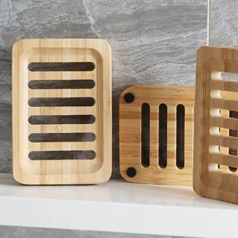 Bamboo Case Tray Wooden Prevent Mildew Drain Soap Box Natural Bamboo Dishes Bath Soap Holder Container Bathroom Washroom Tools