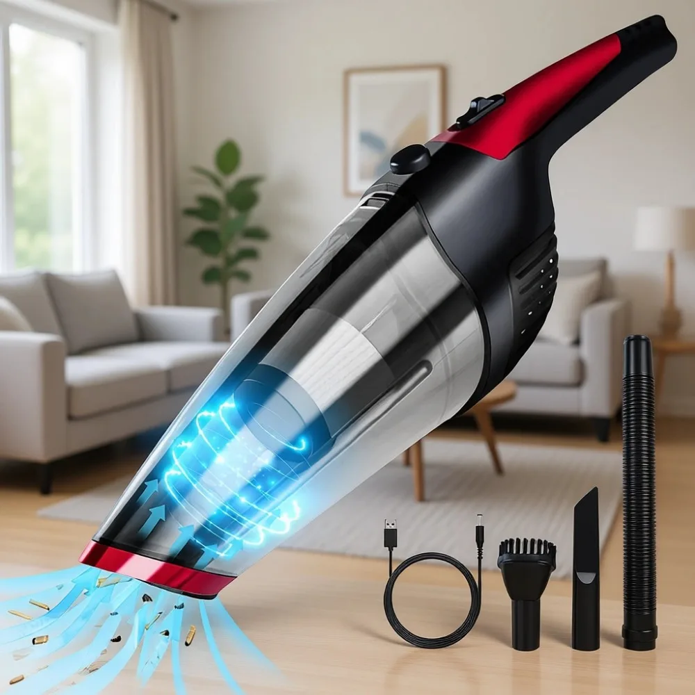 

Беспроводной ручной пылесос с USB-зарядкой, мощным всасыванием, портативный, для шерсти животных, для дома и автомобиля, для сухой и влажной уборки