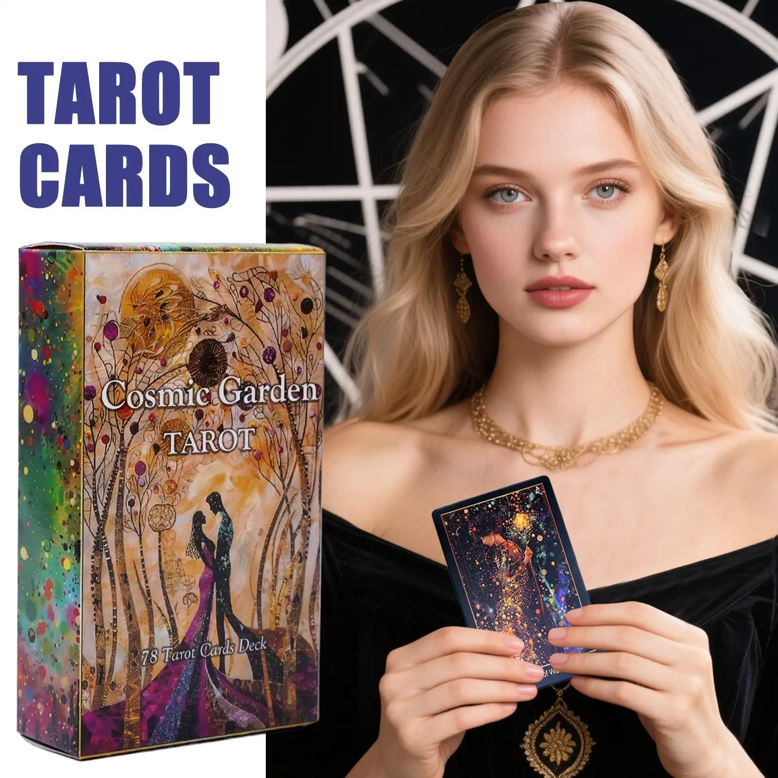 

Cosmic Garden Tarot Cards 78 Pieces Fate Divination Deck For Family Party Vacation, Entertainment Oracle Games