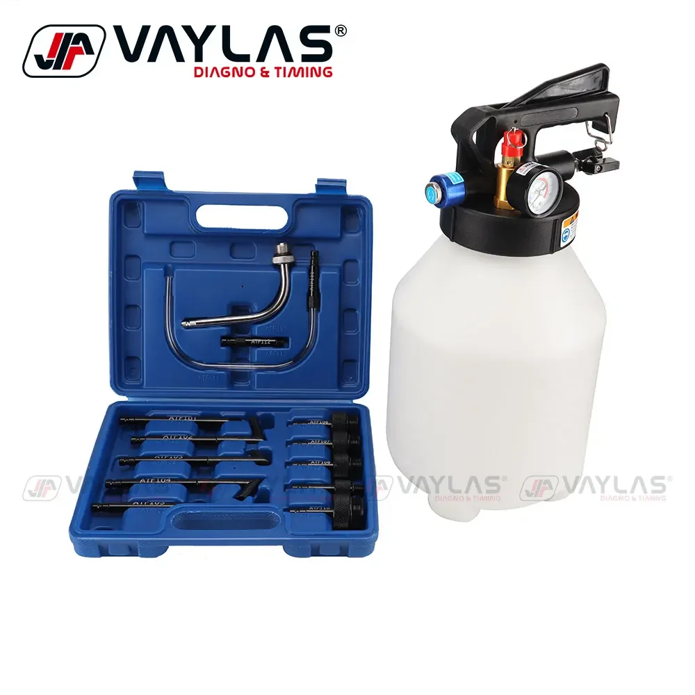 

6-Liters Pneumatic ATF Fluid Dispenser Tools Set Transmission Oil Filling Tool with 13pcs Adapter Suitable for all kind of Cars