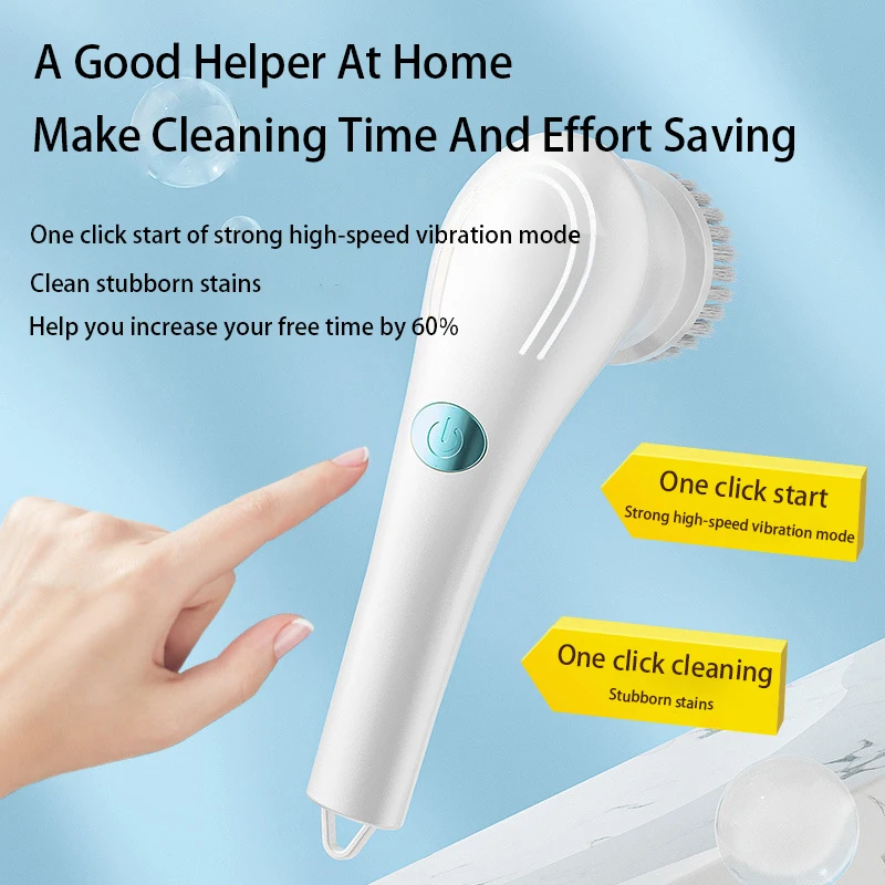 5-in-1 Wireless Electric Cleaning Brush USB Charging Kitchen Bathroom Window Toilet Dishwashing Multifunctional Rotary Scrubber