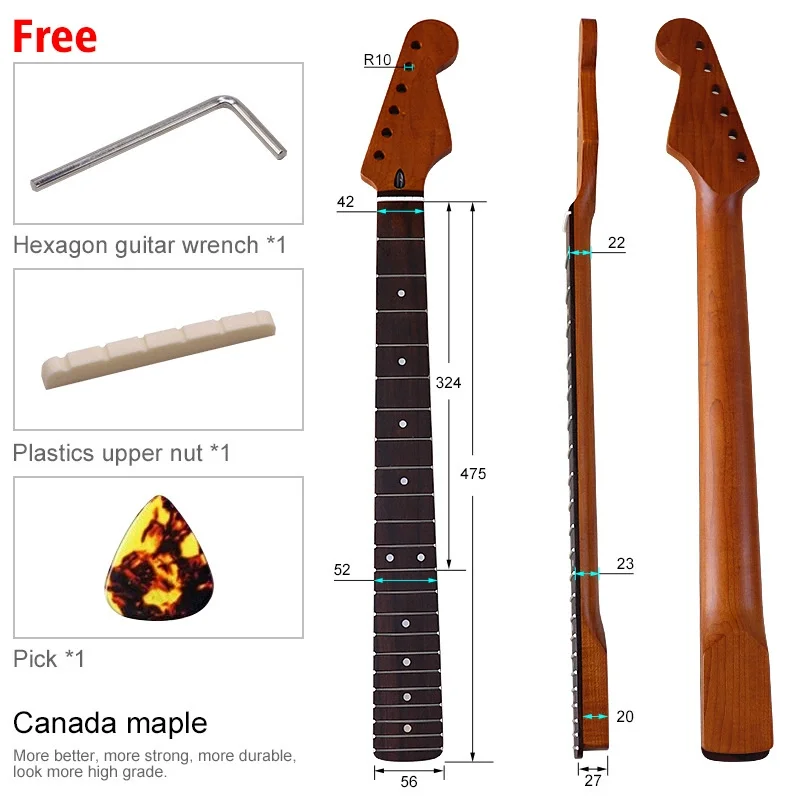 6 string 22 Baked maple neck Rose wood matte electric guitar neck with peach tube modified DIY guitar accessories