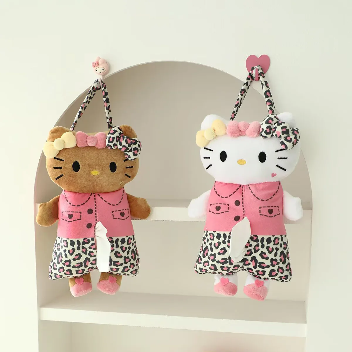 Creative Cartoon Tissue Box Short Plush Hanging Car Paper Box Soft Multi-functional Storage Bag Car Accessories