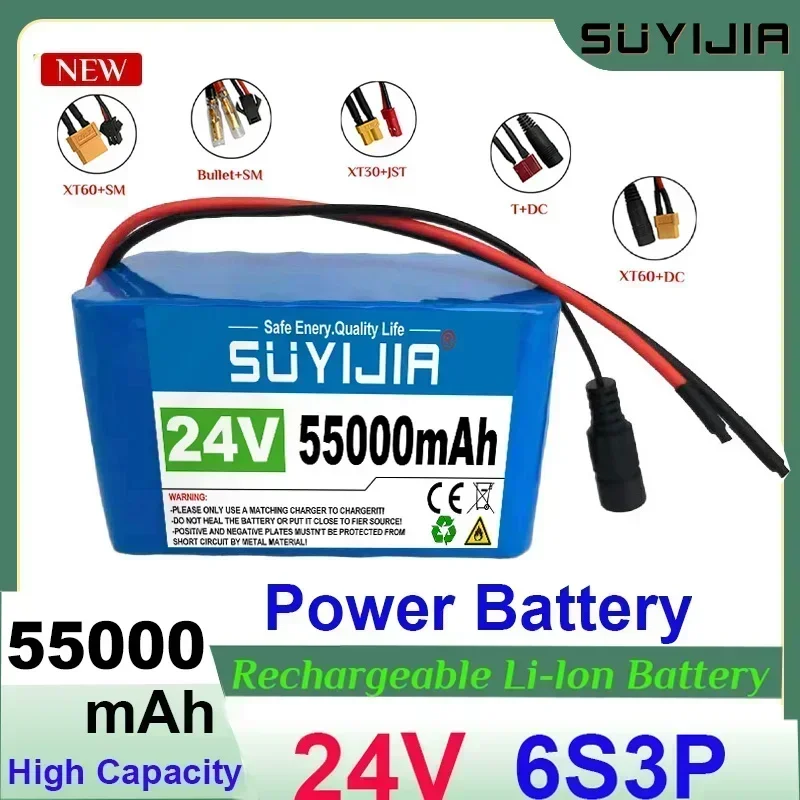 

18650 rechargeable Li-Ion battery 55000mAh 6S3P battery pack with BMS suitable for 25.2V electric bicycle moped electric scooter