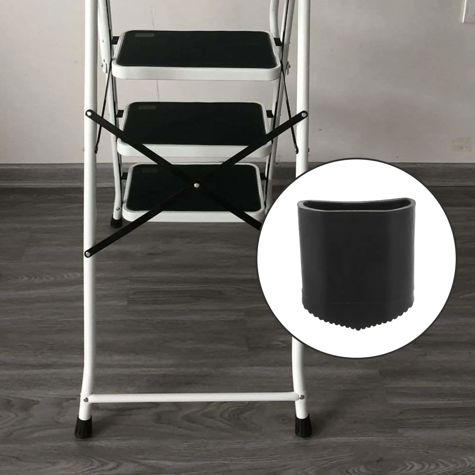4Pcs Ladder Anti Slip Rubber Feet Pads Black Folding Step Ladder Foot Covers Replacement Safety Floor Protection Accessories