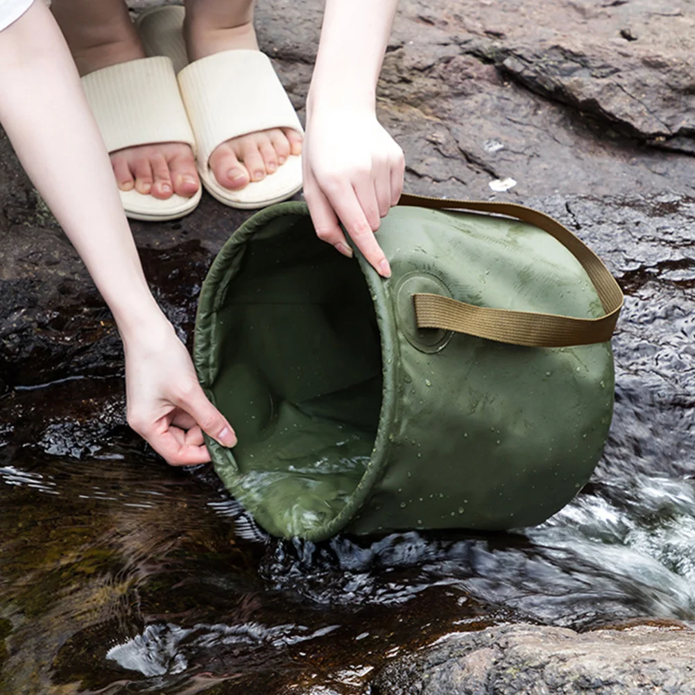 

Portable Folding Wash Basin Durable PVC Lightweight Upright Design for Camping Hiking Outdoor Activities Folding Bucket