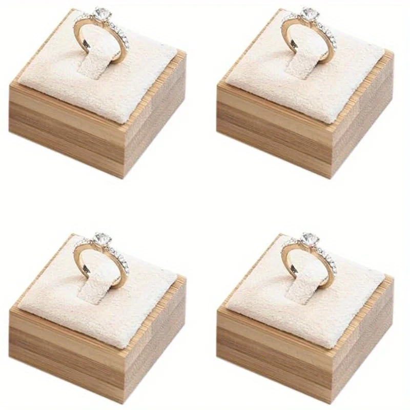 4 Pieces Ring Display Stand, Jewelry Stand for Velvet Ring Holder Storage Drawer, Jewelry Ring Display Props