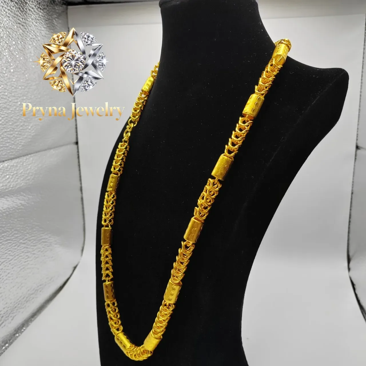 Pryna Jewelry  Luxurious 9999 24K real gold versatile dragon bone necklace fashionable men's and women's necklace gold jewelry