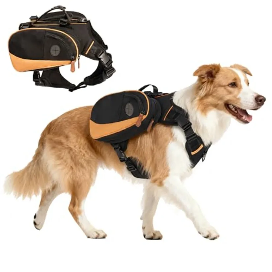 

Рюкзак для собак средних и крупных пород со съемными боковыми сумками, диспенсером для пакетов для отходов и регулируемой шлейкой без натяжения для собак с большой грудью