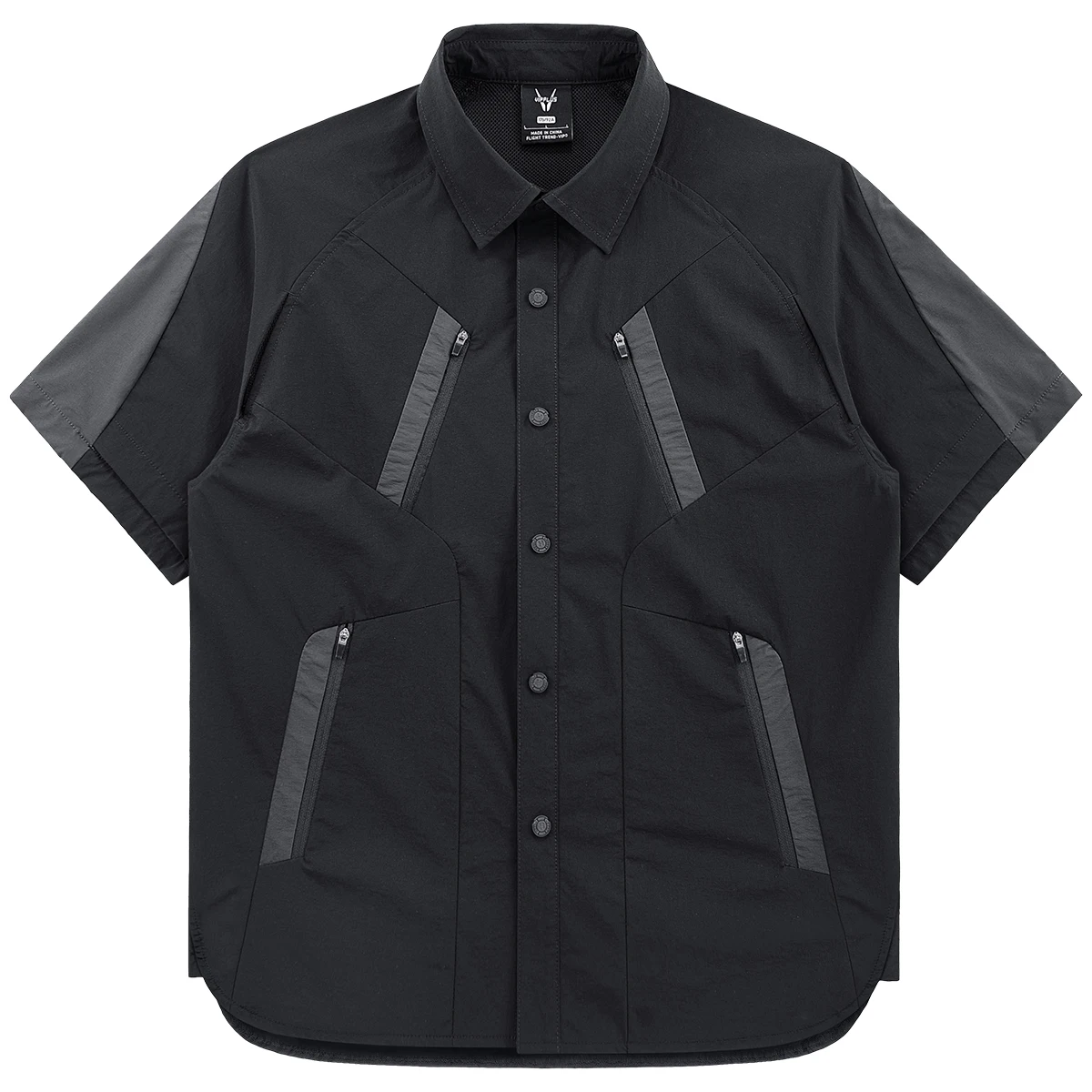 

VIP Summer Men's Loose Fit ort Sve irt Functional Patchwork Outdoor Casual irt Trendy Brand Color Blo Deconstructi...