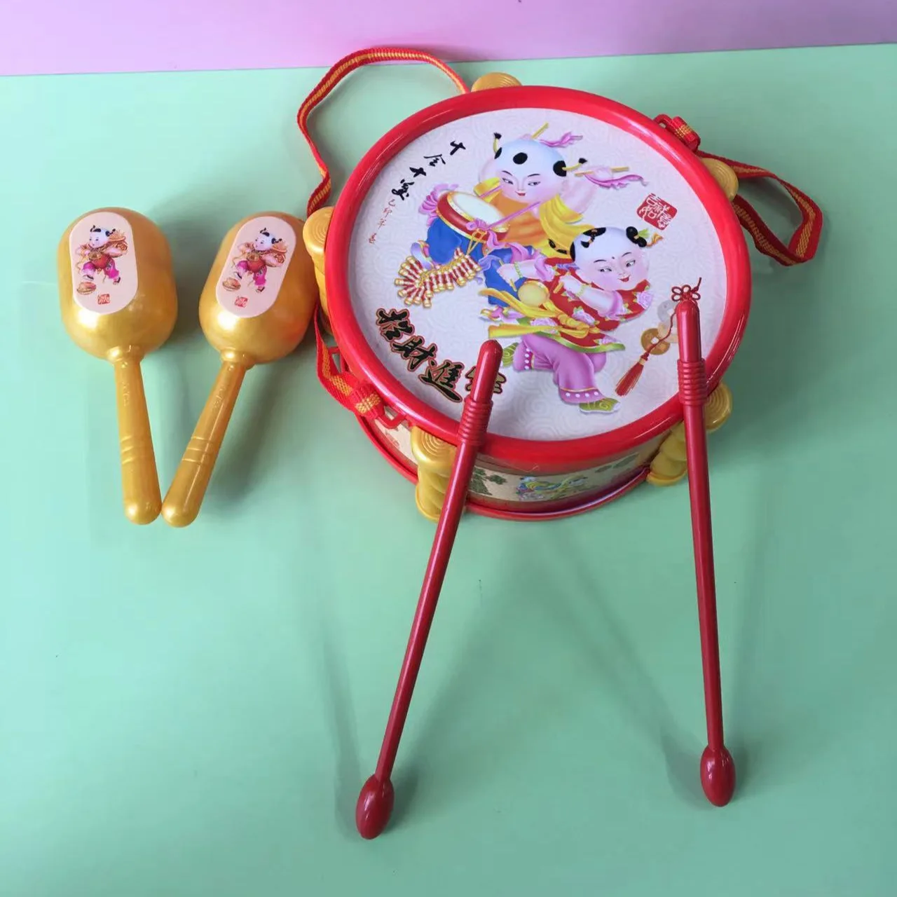 子供用縁起の良い花ドラム5-6個/セット楽しいノック音付き男の子女の子育成用楽器セットドラムサンドハンマーおもちゃ