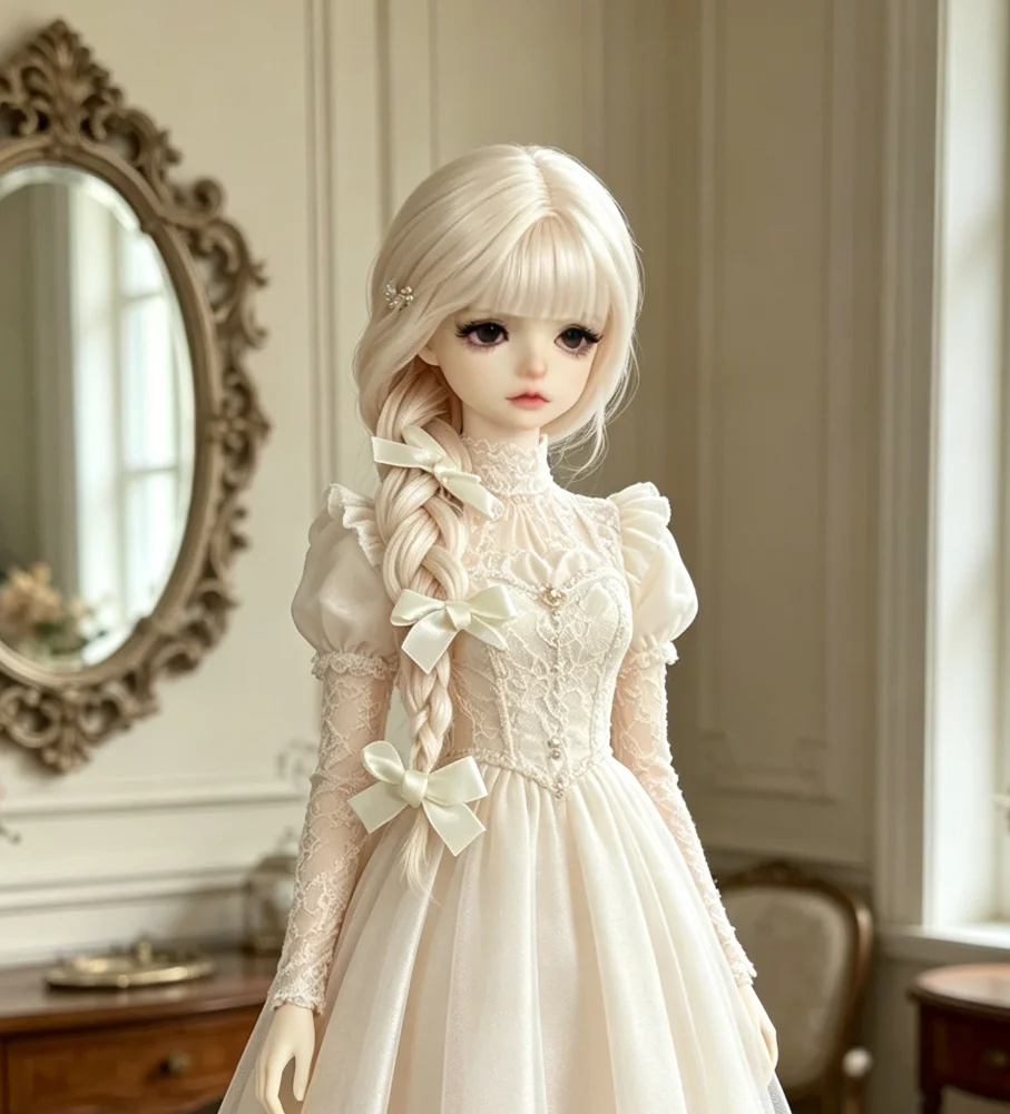 Doll accessories BJD wig pink long braids 1/4 mohair wig free shipping​
