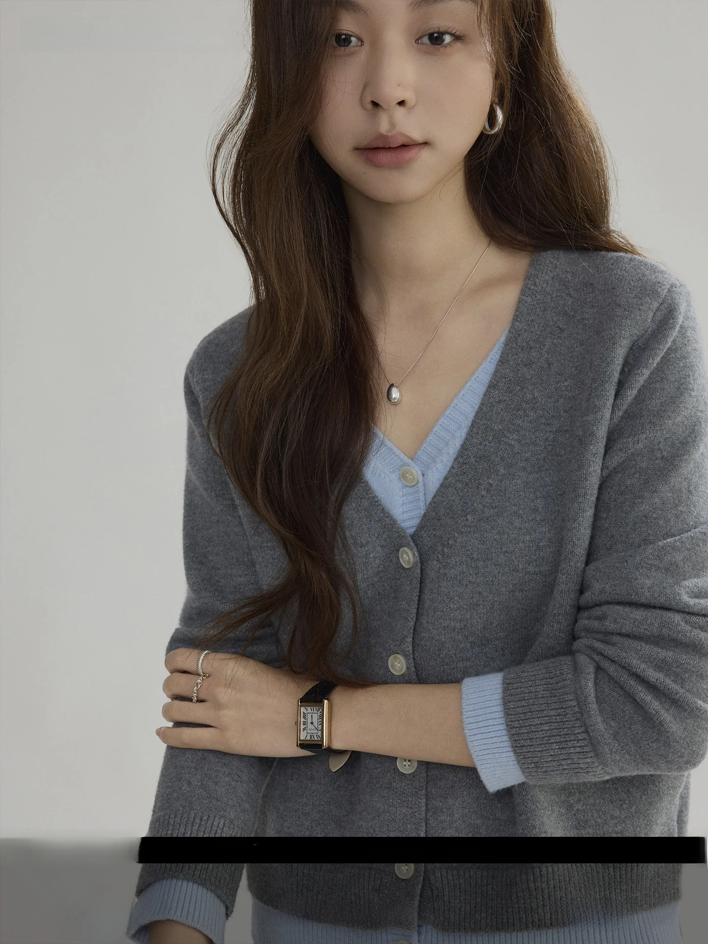 

Женский вязаный кардиган Joli Choose Color Blo V Ne с эффектом двухслойности, повседневный, премиум-класса, из полиэфирного волокна