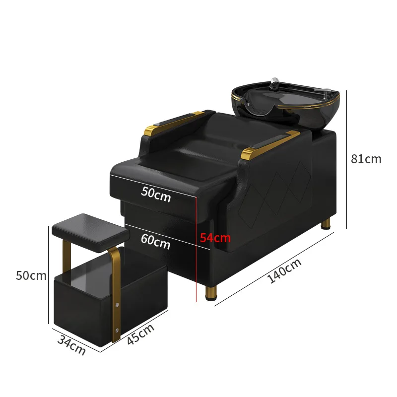 كرسي صالون الشعر على الطراز الحديث مع كرسي وعاء الشامبو شبه النوم سرير دافق لكرسي حوض غسيل الشعر في صالون الحلاقة #6