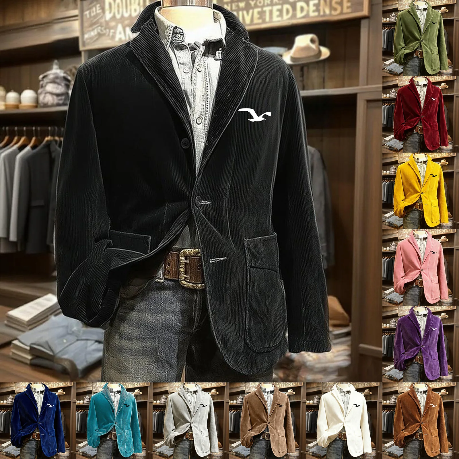 سترة صوفية للرجال مع زر بدلة كاجوال سترة بلون سادة معطف متعدد الألوان معطف شتوي سروال قصير جيب دافئ سترة #2