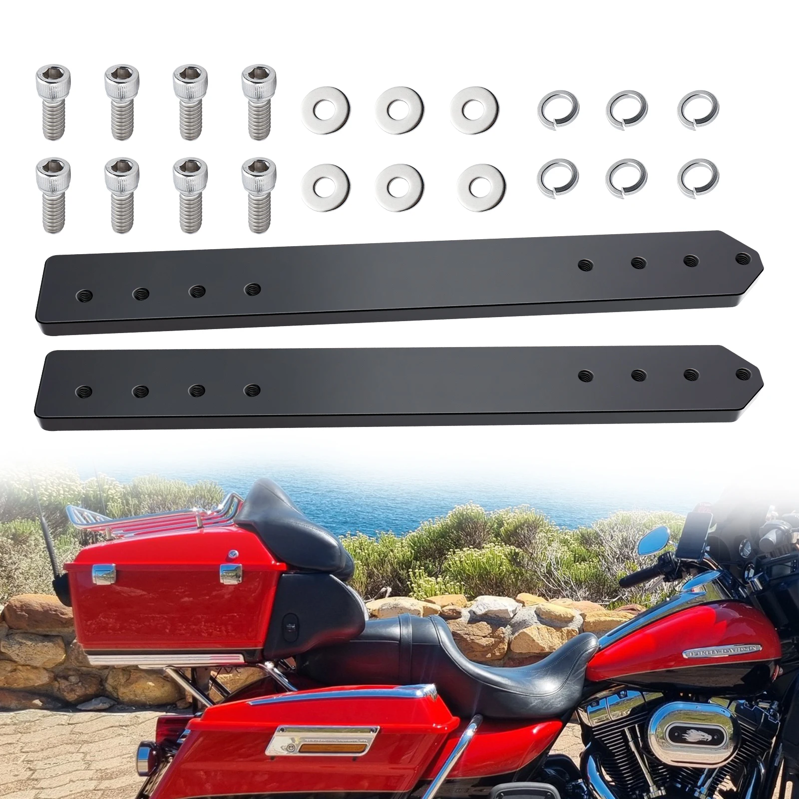 

Adjustable 1-3" Tour Pack Trunk Luggage Relocator Kit for Harley 2014-Up Touring Road Glide Road King Street Glide Electra Glide
