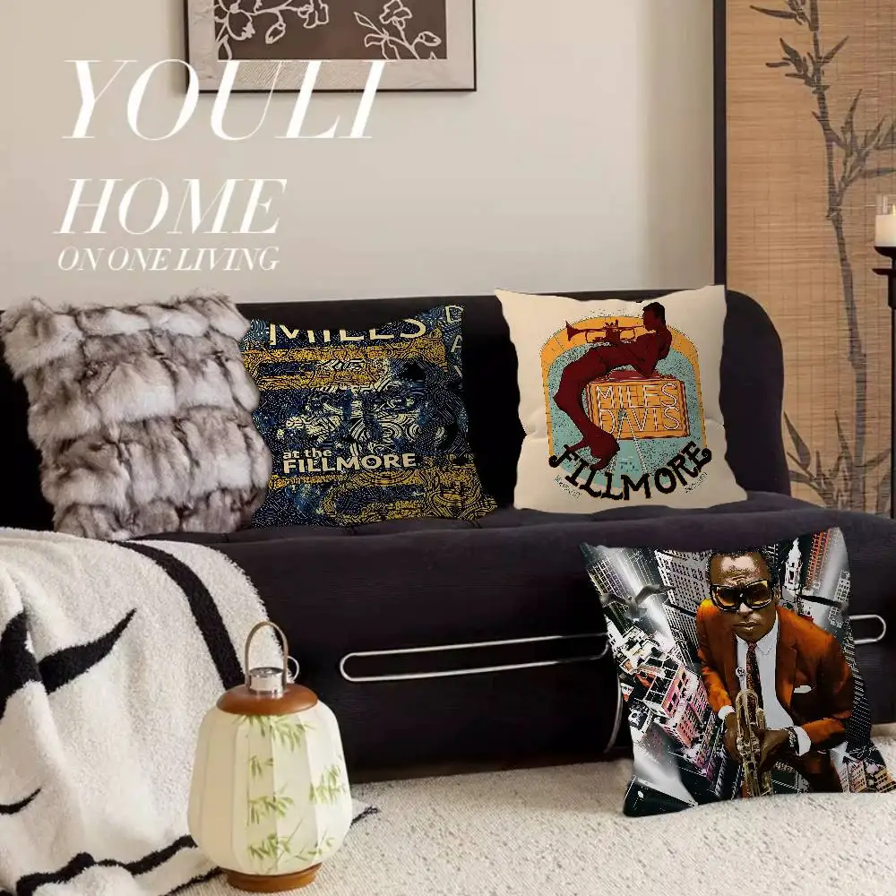 Jazz Musician M-Miles Davis Pillow Cover for Bedroom Room and Living Room Sofa Decorative Cushion Cover