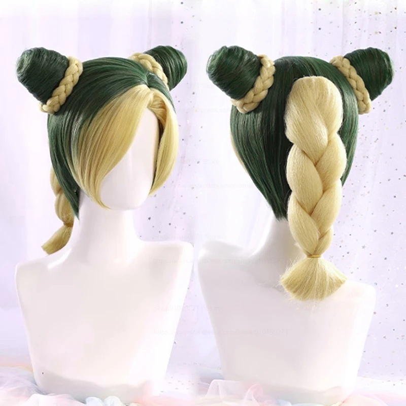 

Anime JoJos Bizarre Adventure Kujo Jolin Cosplay Wig Jolyne Cujoh JOJO Braided Buns Heat Resistant Synthetic Hair Wigs + Wig Cap