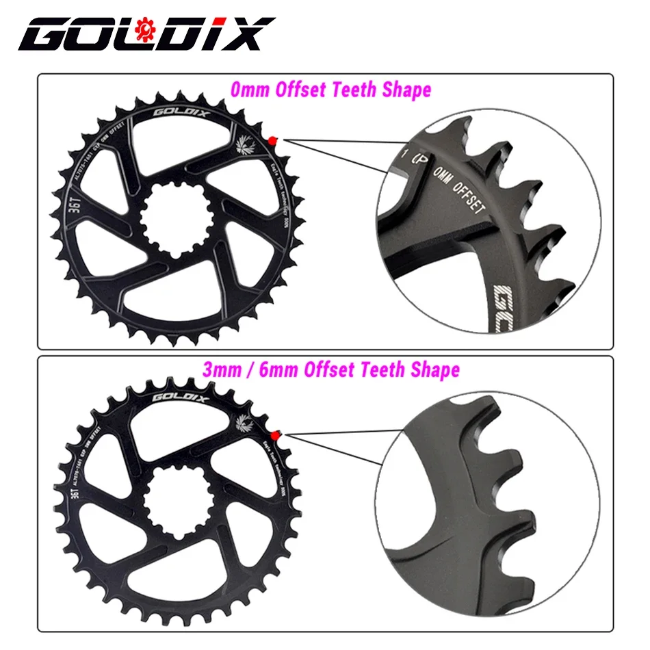 MTB Bike Chainring for 3 Bolt Ultralight Chainwheel 0mm 3mm 6mm Offset 30T 32T 34T 36T 38T for 11/12 Speed 3 Bolt