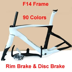 New Road Bicycle Carbon Frame, Disc or Rim Brake Bike Frameset, Fork, Seatpost, Clamp, Headset, Handlebar