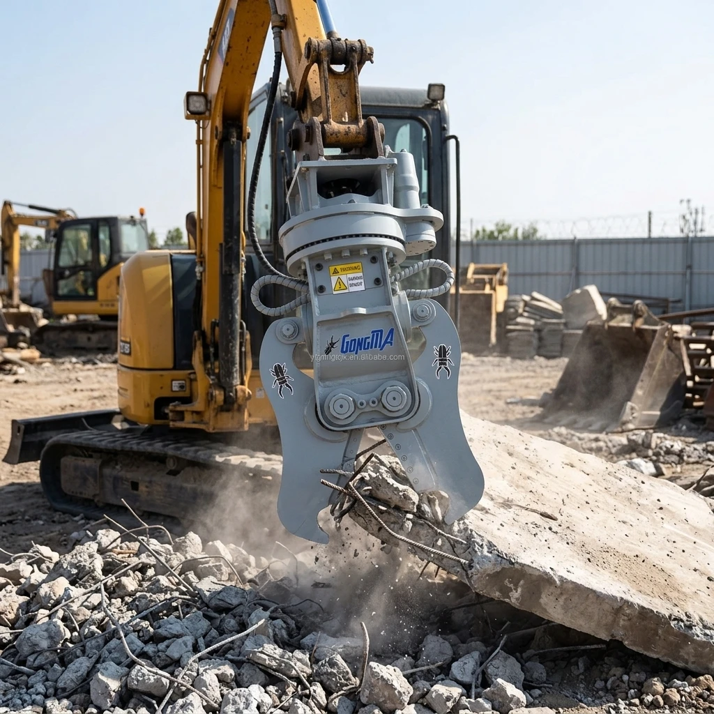 GONGMA Mini Excavator Concrete Crusher Hydraulic Pliers 1.5-3 Ton 360 Rotating 1 Year Warranty 205kg