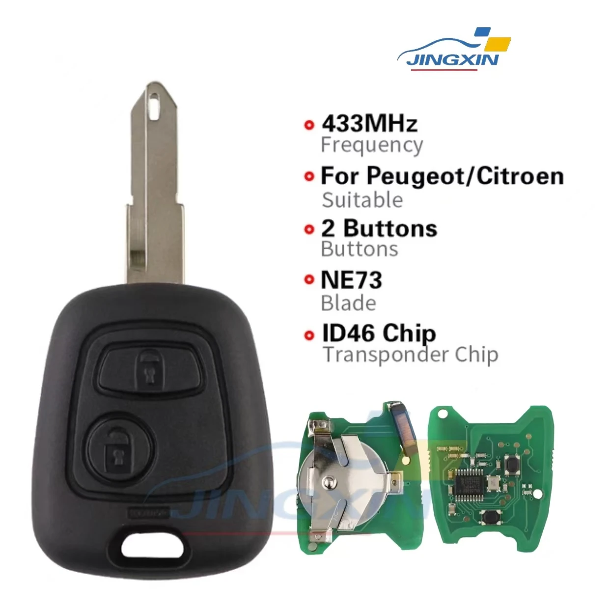 

JINGXIN Remote Car Key 433MHz For Peugeot 107 206 306 For Citroen C1 C2 C3 Saxo Xsara Picasso ID46 PCF7961 Chip No Logo Car Key