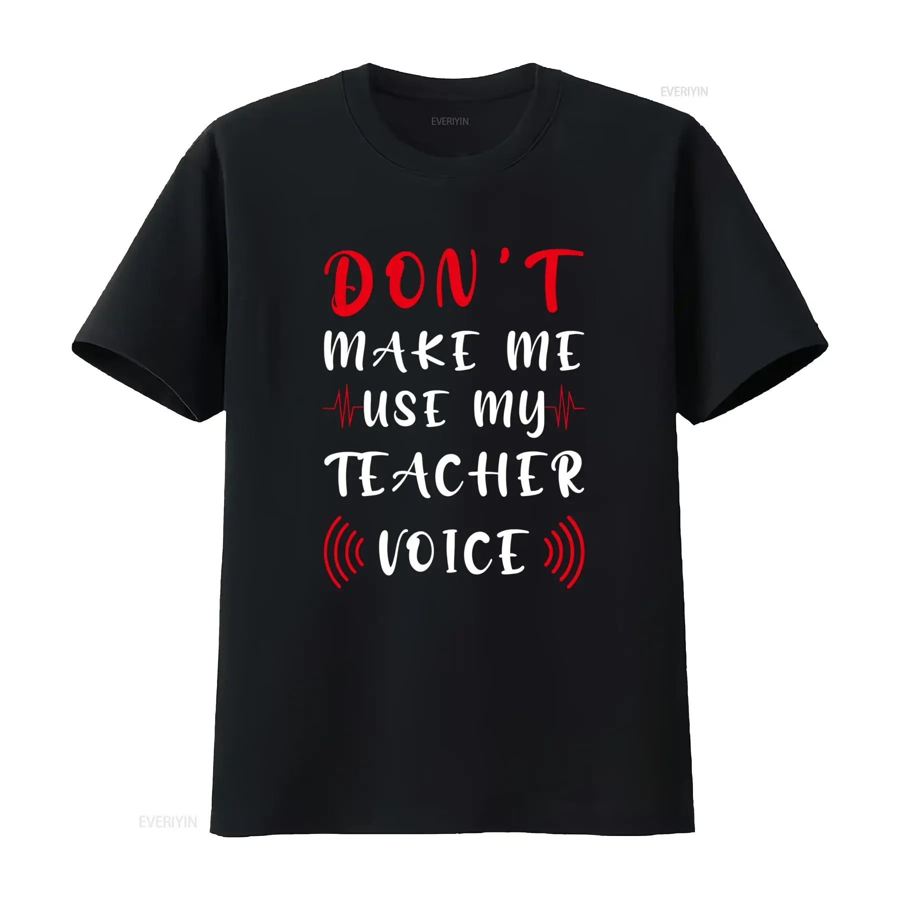 Don'T Make Me Use My Teacher Voice T Shirt Funny Educator Design in Red and Black vintage Washed Casual Top For Everyday Wear