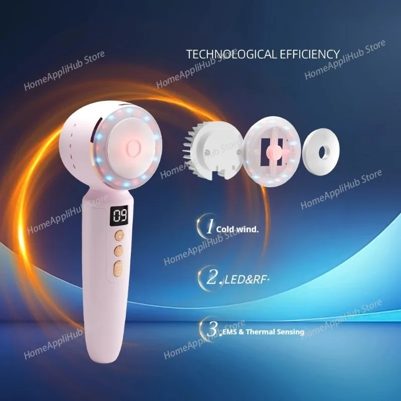 Home Facial Ion Cold & Hot Microcurrent Beauty Device, Essence Penetration, Deep Cleaning, Skin Tightening Cold Compress Machine