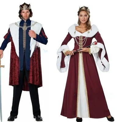 

Halloween King Queen Couple Performance Clothes Adult Masquerade Ball Outfit Adult King Costume Traditional Chinese Stage Cos...