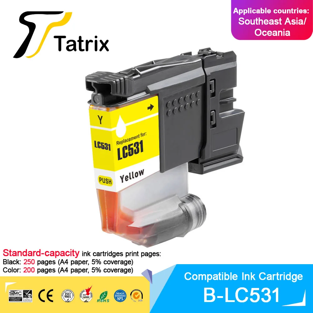 Tatrix Standard capacity LC531 LC 531 Compatible Ink Cartridge For Brother DCP‑J1260W/DCP-J1310DW/DCP-J1360DW Printer