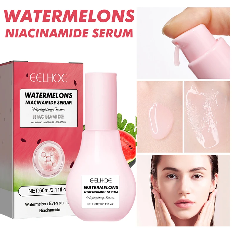 

New Watermelon Glow Niacinamide Dew Drops Serum Makeup Primer Cream Lightweight Facial Serum & Priming Liquid Brightner 60ml