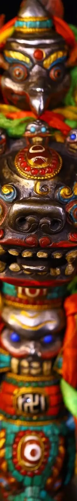 Old Tiantie Gem gZi Beads Turquoise GARUDA Yamantaka Buddha Vajra Phurpa Base Amulet Worship Hall