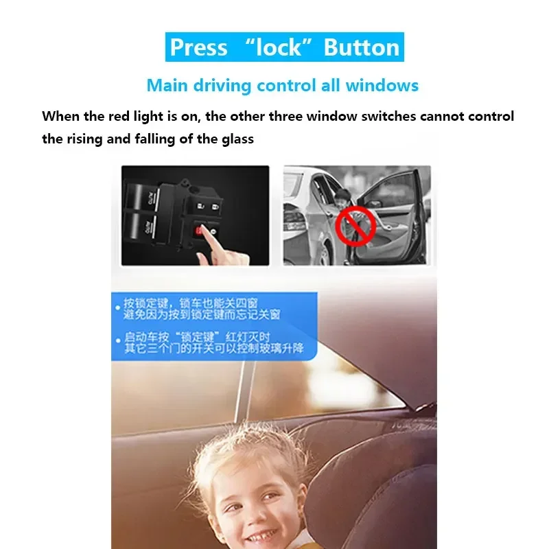 For Honda Fit Jazz Vezel XR-V XRV City 2014-2020 White Backlight Electric Power Window Glass Control Button Switch LHD