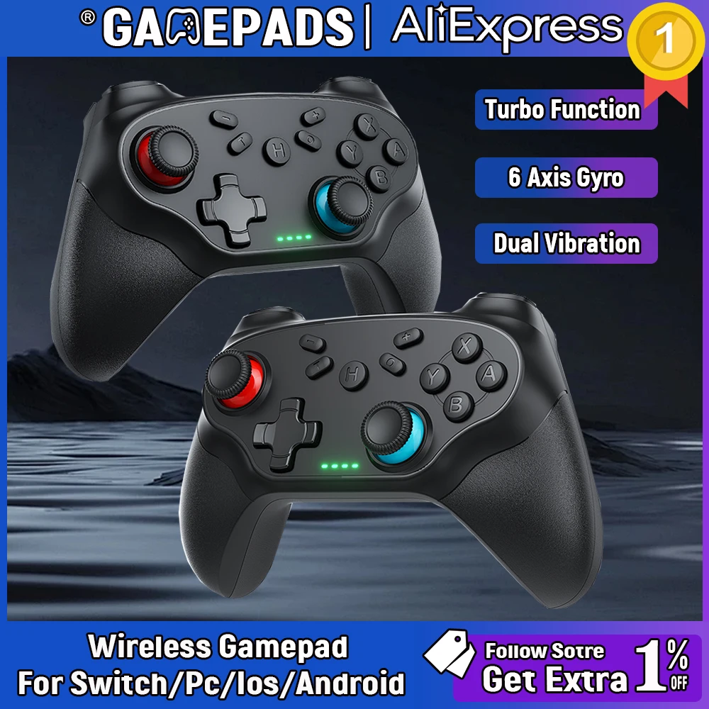 Manette sans fil pour Nintendo Switch/Oled/Ios/Android, manette de jeu Turbo, télécommande de console avec contrôle de vibration