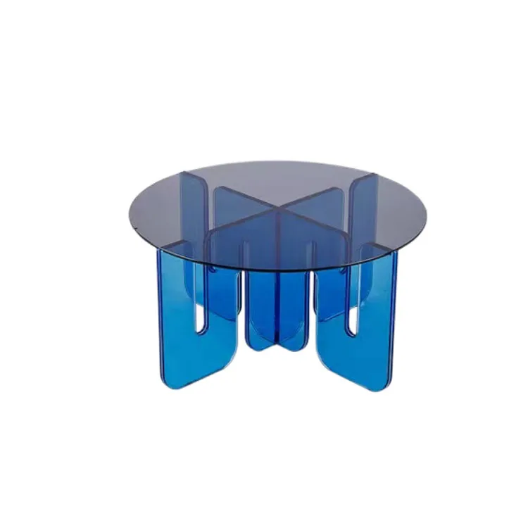 vw-Living Room Household Wave Tea Table Acrylic Coffee Table With Wheels Wedding  Numbers  Red~