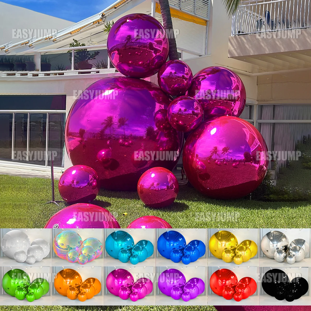 Pink Inflatable Mirror Big Shiny Ball Event Party Orb Chrome Reflective Giant Inflatable Sphere Mirror Balloon For Decoration