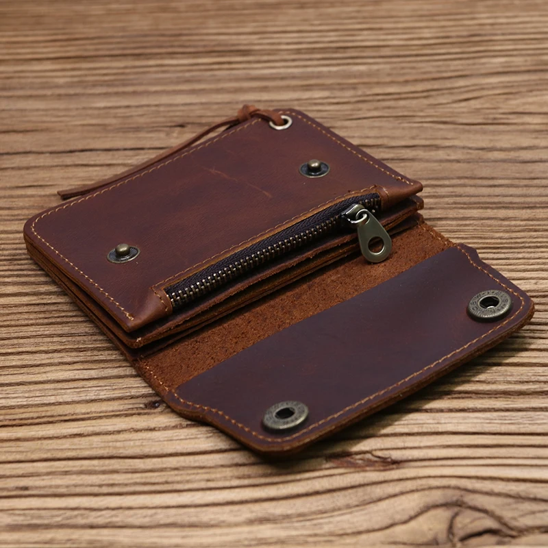 100% echtes Leder Brieftasche Für Männer Männlich Marke Vintage Handgemachte Kurze Kleine männer Geldbörse Karte Halter Mit Zipper Münzfach tasche – Detail 9