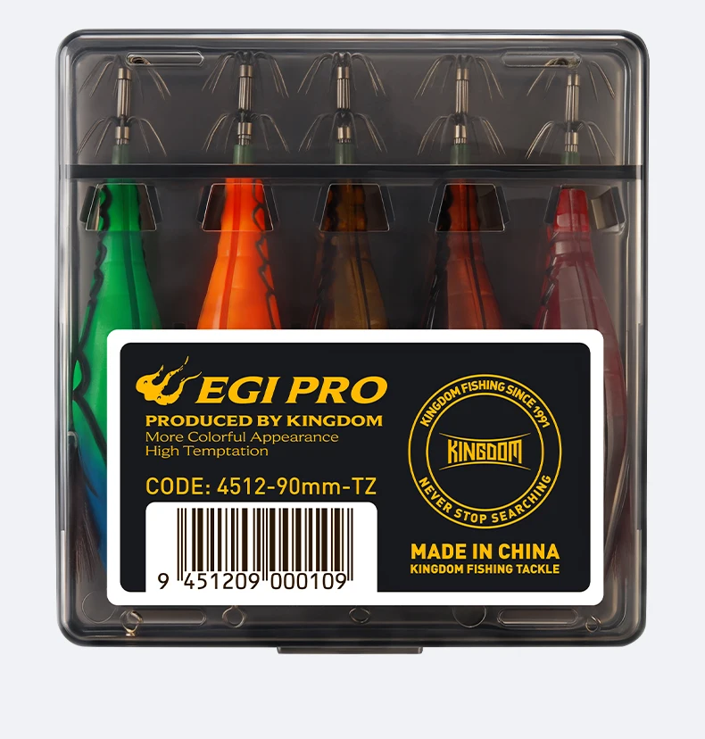 KINGDOM Egi Pro Tintenfisch-Jig-Köder 5 Stück/Box, schwebend, 75mm/90mm/100mm, Tintenfisch-Jig-Haken, Meeresangelköder für Oktopus und Tintenfische – Detail 7