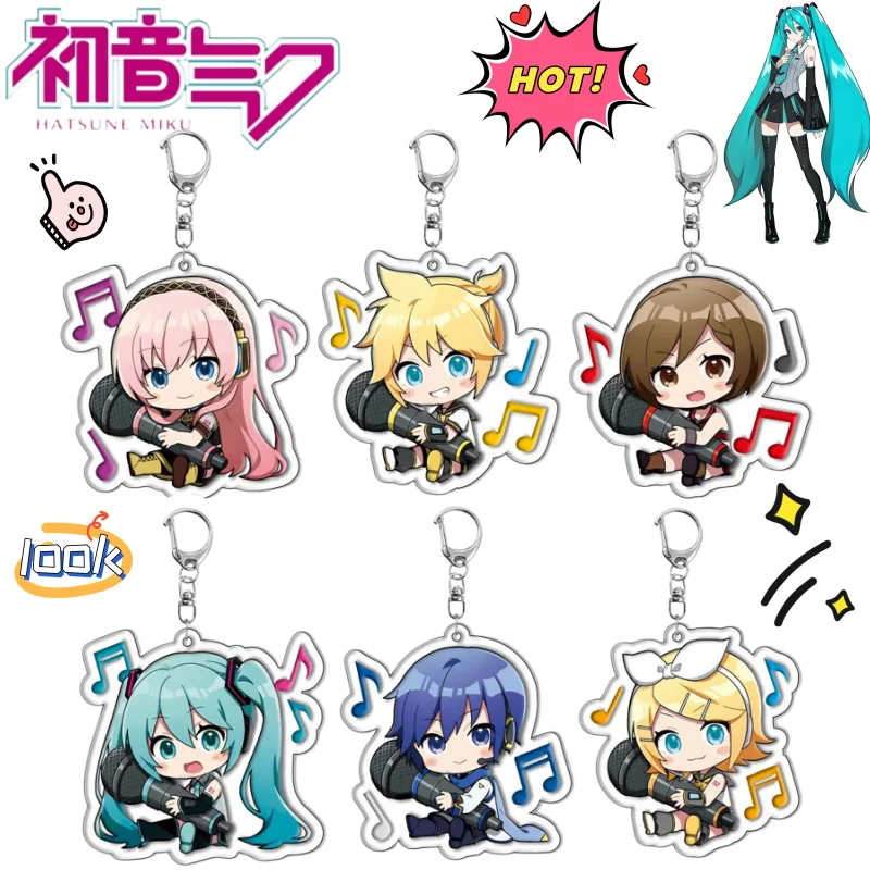 New Hatsune Miku Cute Creative Acrylic Keychain Two-dimensional Animation Peripheral Backpack Decorative Pendant Holiday Gift