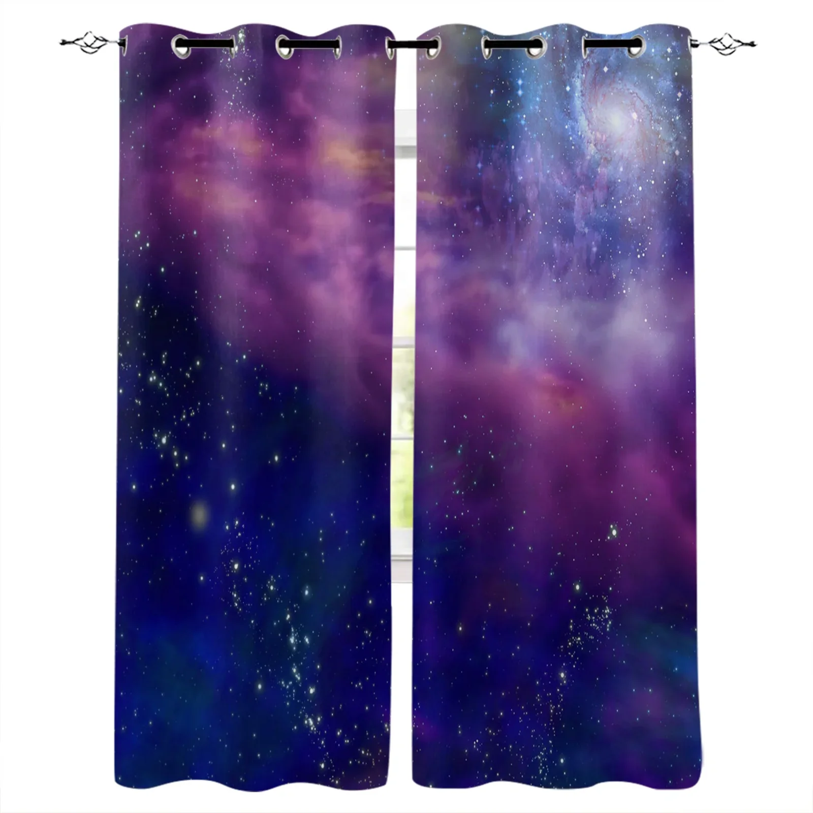 Milky Way Stars Purple Blackout Curtains Window Curtains For Bedroom Living Room Decor Window Treatments