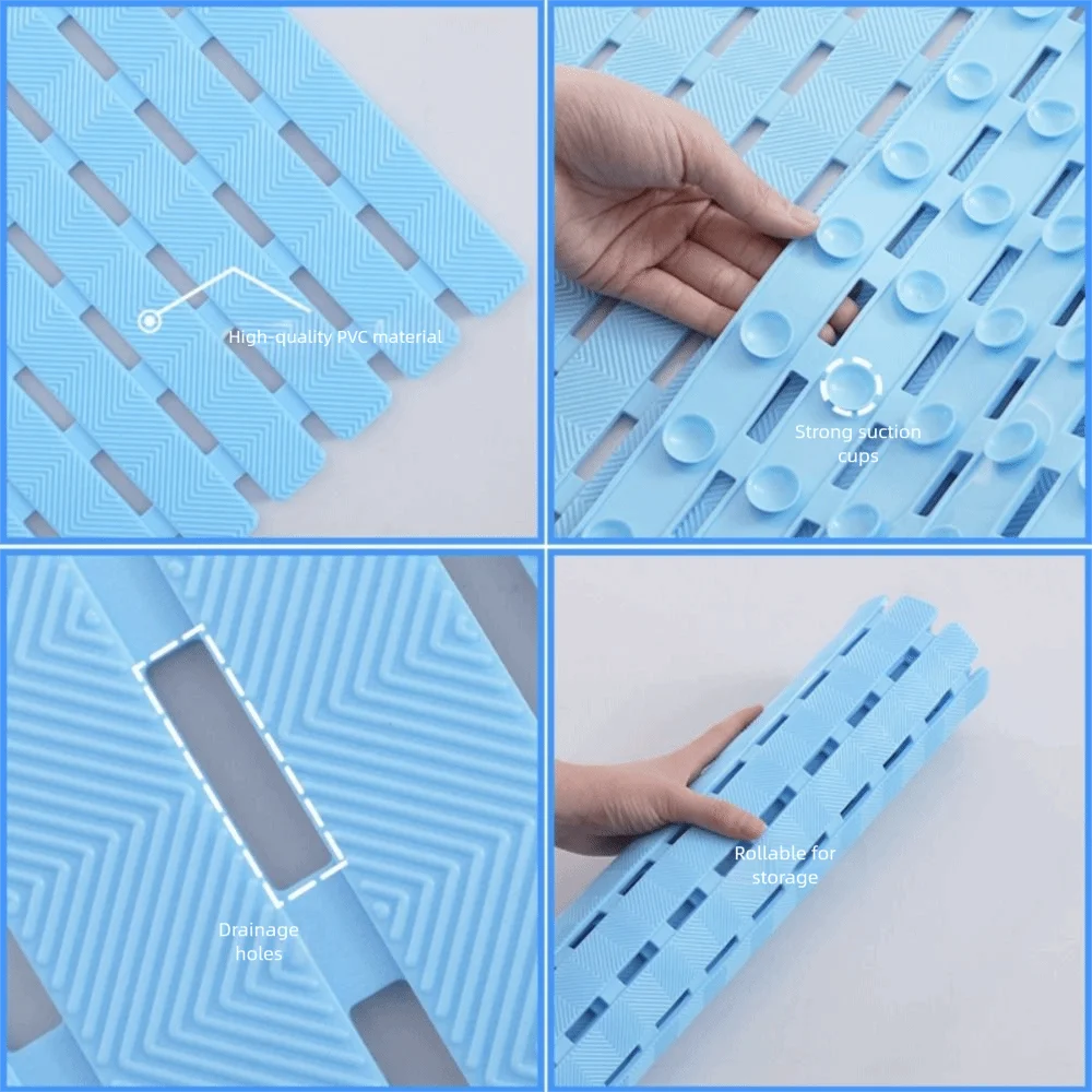 

Collapsible PVC Anti-Slip Mat Hydrophobic Hollow Floor Mat Rectangle Non-Slip Easy Drying Mat Bathroom