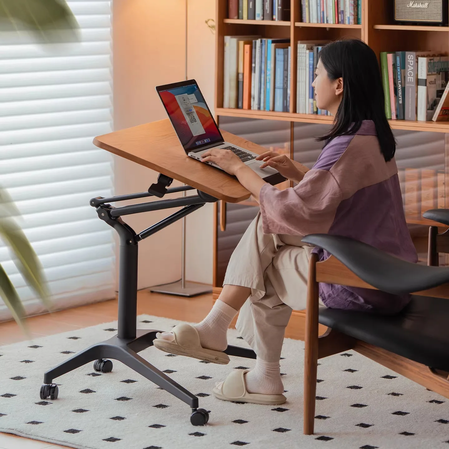 Light oxygen lifting table, living room household cherry wood