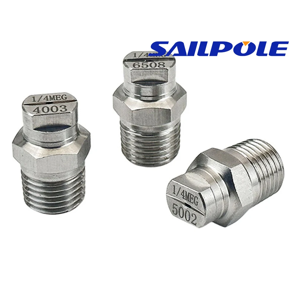 0.91 1.1 1.3 1.4 1.8 2.0mm Hole 1/4' MEG Stainless Steel High Pressure Nozzle 0-65° Adjustable Fan Spray Washing
