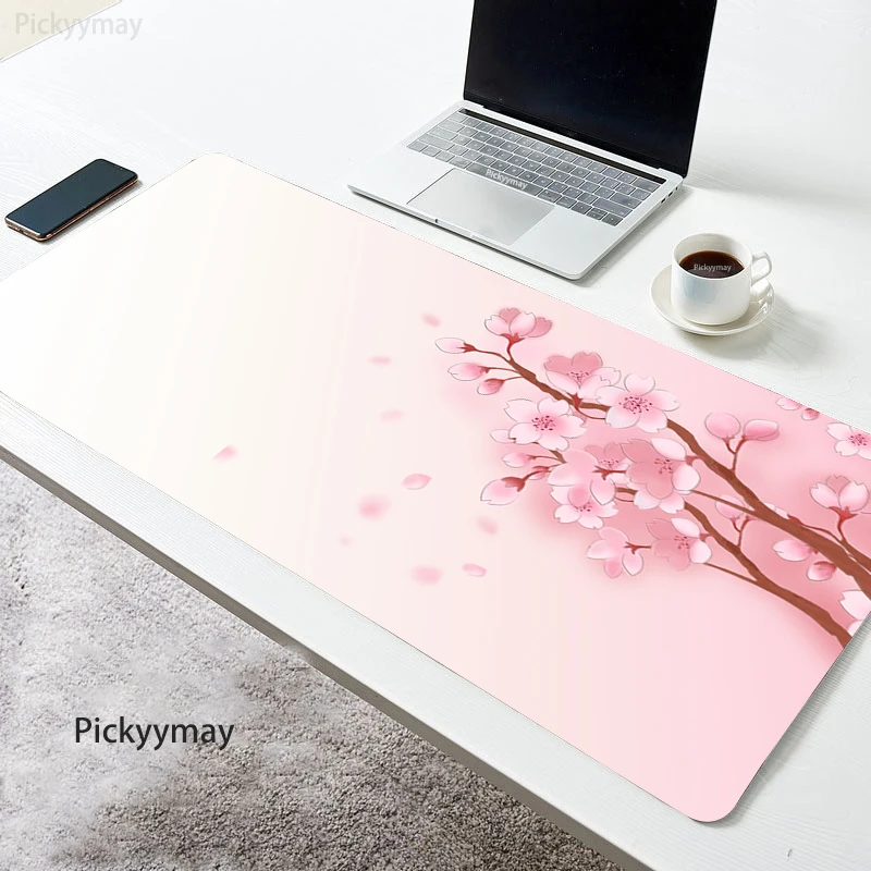 Sakura Flor De Cereja Mouse Pad, Flor Rosa, Teclado De Computador, Mesa Mousepad, Deskpad, Tapete De Mesa De Jogos, Acessórios De Escritório