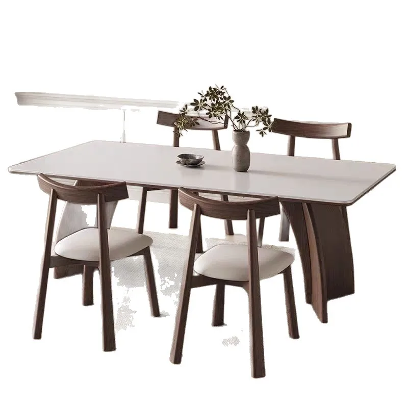 

Solid wood rock slab dining table, household, simple modern dining table and chair combination