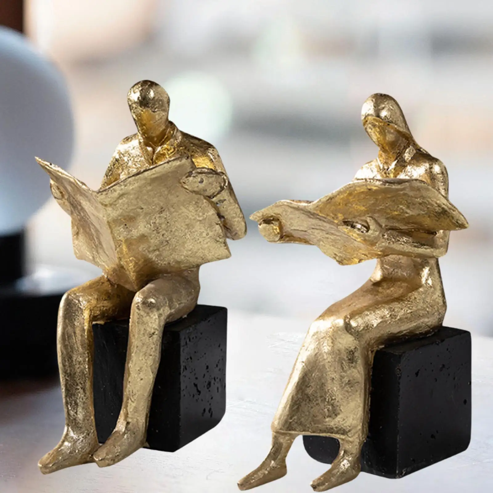 Figurina di lettura Fermalibri in resina Figura d'arte moderna per scaffali Soggiorno