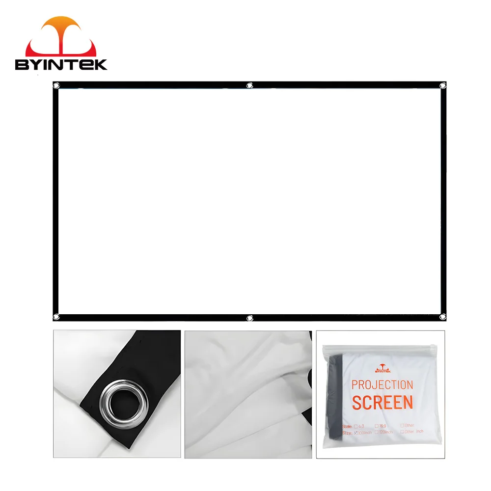 BYINTEK Projection Screen 100inch Portable 16:9 Foldable Projector Screen Front Rear For Movie Game Home Theater