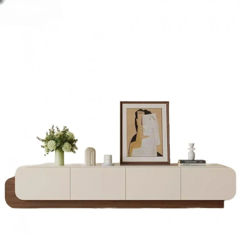 Medieval retractable stone TV cabinet living room household French retro small apartment floor model