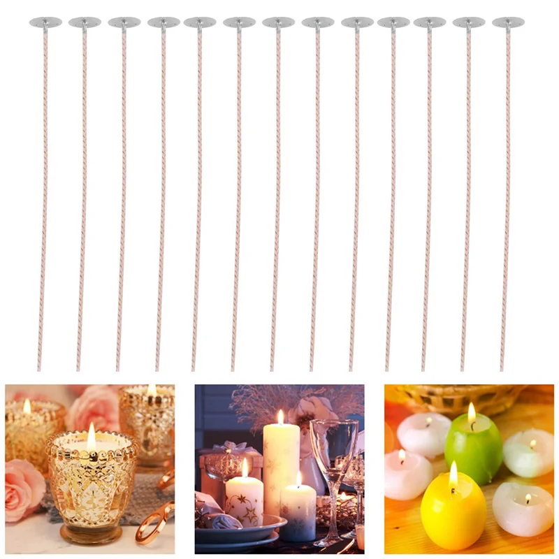 AB46-500Pcs ECO Wicks For Soy Candles, 8 Inch Pre-Waxed Candle Wick For Candle Making,Thick Candle Wick With Base