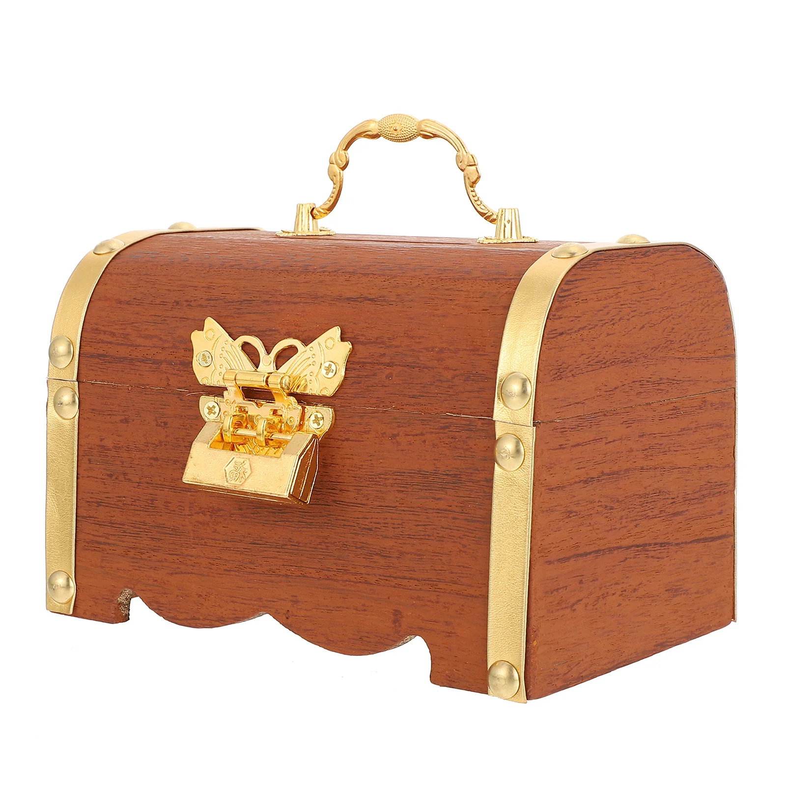 

Vintage Decor Wooden Treasure Chest Delicate Bank Money Container Small Change Coin Case with Lock